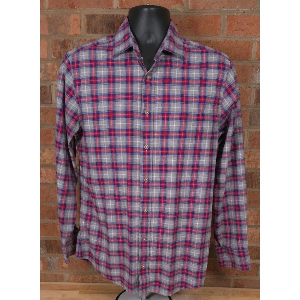 Charles Tyrwhitt Weekend Shirt Mens XL Green Blue Plaid Flannel Classic Fit